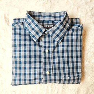 Kirkland's Signature Men's Tailored Fit Non-Iron Plaid Dress Shirt  16 - 34/35